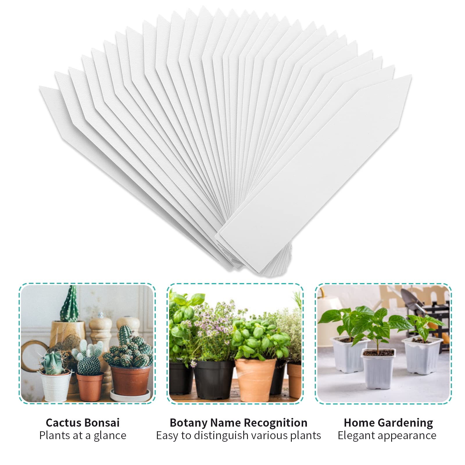 Cobee Reusable Plant Labels, Garden Plant Name Tags with Pens Waterproof Plastic Plant Labels for Outdoor Plants for Seed Herb Seedling Vegetable Flower Floral Potted Plants(White, 150 Pieces)