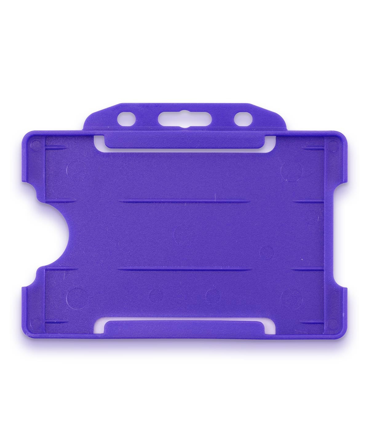 CKB LTD 10x Purple Single Sided Rigid Slide in Open Faced ID Card Badge Holders Horizontal/Landscape Identity Plastic Pass Protector - Holds a 86mm 54mm cr80 Credit Card Sized