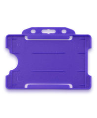 CKB LTD 10x Purple Single Sided Rigid Slide in Open Faced ID Card Badge Holders Horizontal/Landscape Identity Plastic Pass Protector - Holds a 86mm 54mm cr80 Credit Card Sized