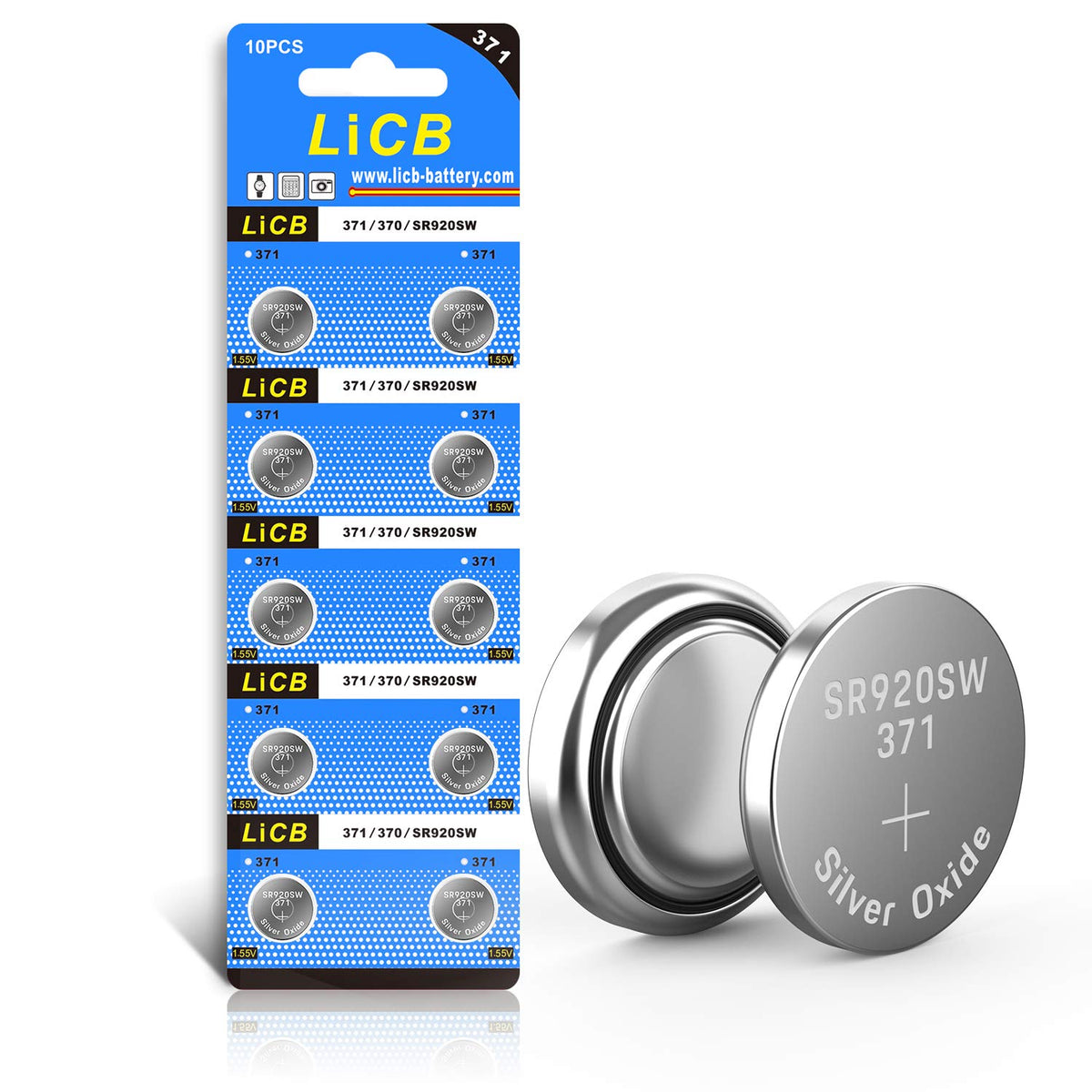LiCB 10 PCS SR920SW 371 LR920 AG6 370 1.55V Button Cell Watch Batteries