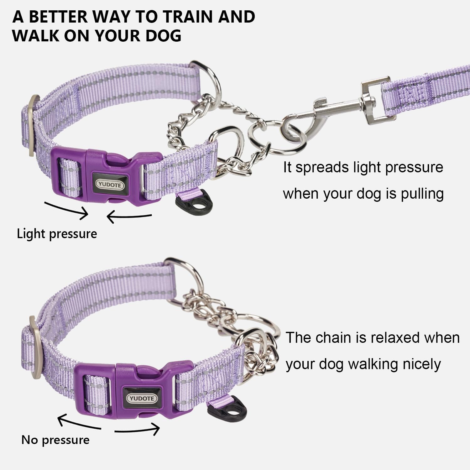 Petiry Half Choke Dog Collar,Reflective Nylon Dog Choker Collar with Safety Side Release Buckle for Puppy Small Dogs Neck 28-33cm,Lilac S