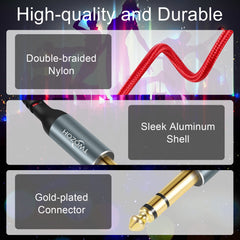 Twozoh Jack 6.35mm to 6.35mm Balanced TRS Stereo Audio Cable, Male to Male 1/4 Inch Guitar Cable 0.5M (Profesional/HiFi)