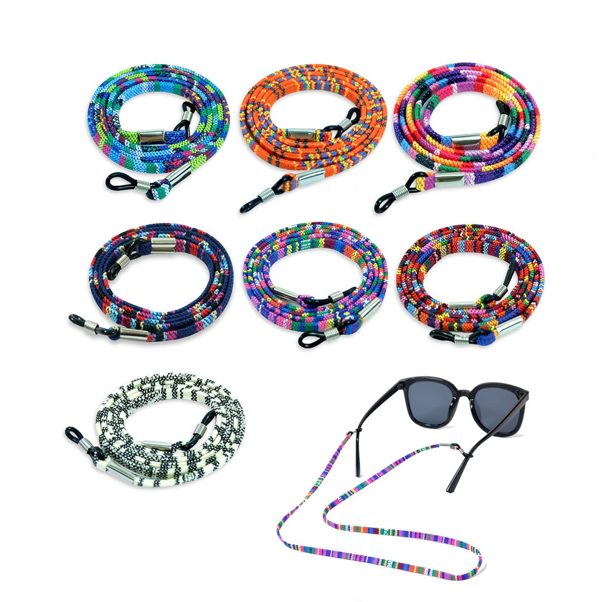 Qufiiry Glasses Strap, 7 Pcs Glasses Cord, Glasses Chain, Sunglass Straps, Non-Slip Spectacles Cord Retainer Lanyard, Women's Glasses Chains & Lanyards, Eyeglasses Strap Unisex Safety Glasses String