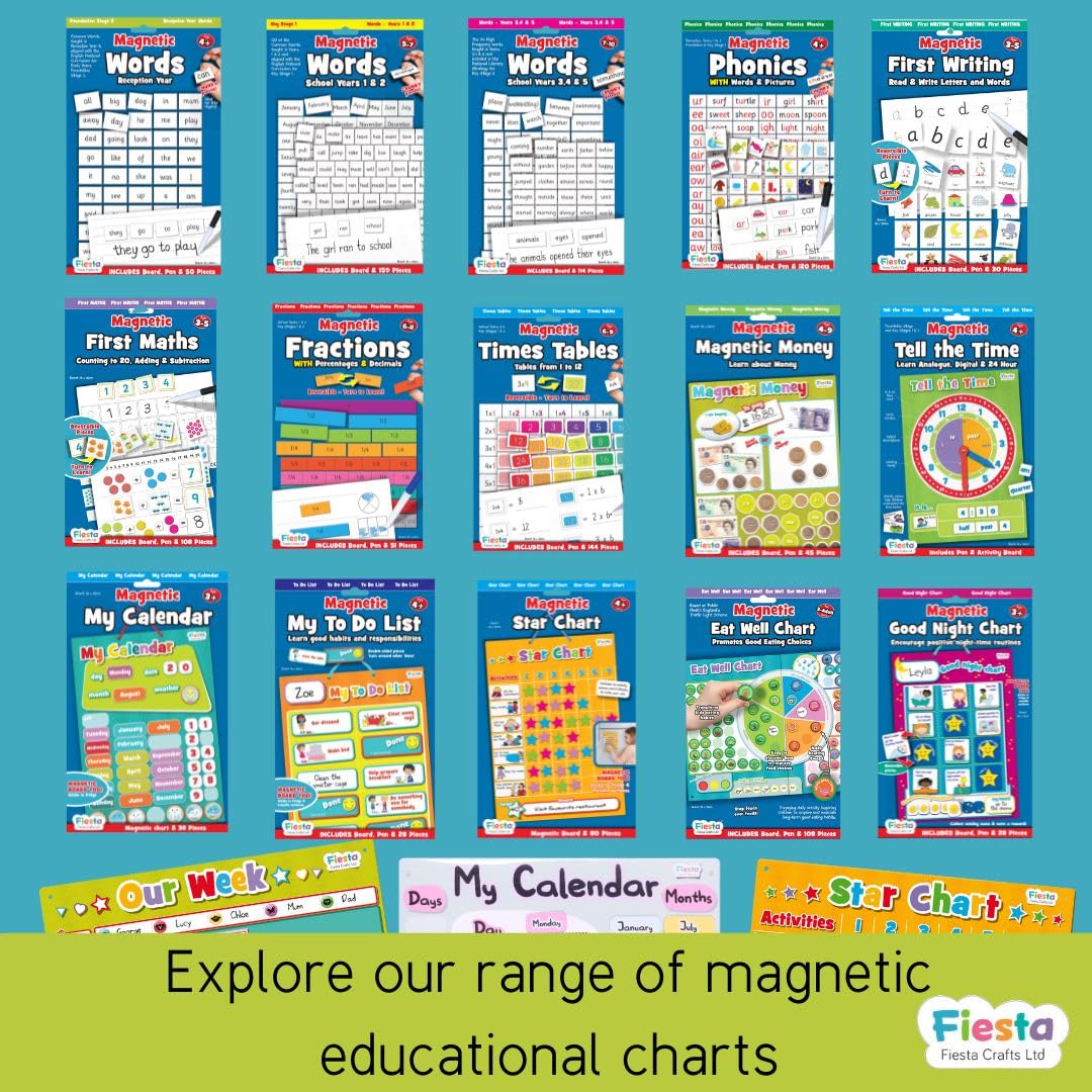 Fiesta Crafts Star Chart (T2388)- Magnetic Activity Board for Kids, Toddlers, Preschoolers, Boys & Girls - Teaches Responsibility, Good Behaviour & Chore Obedience at Home or in the School Classroom