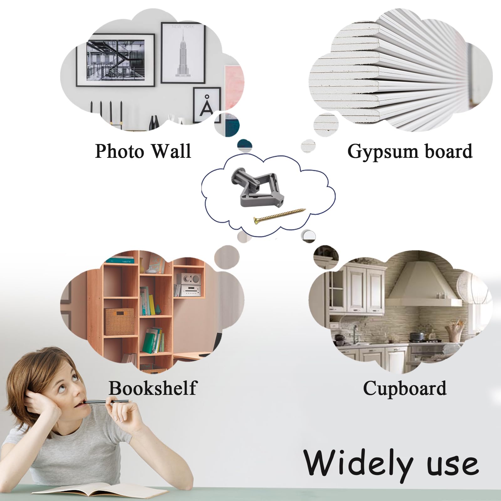 Apenali Plasterboard Fixings 100pcs Plasterboard Wall Plugs & Screws, Drywall Cavity Wall Fixings Expansion Tube Plastic Anchors Heavy Plasterboard Anti-Rotational Expansion Tube Plasterboard Screws