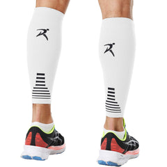 Rymora Calf Compression Sleeves (Ideal for Sports, Running, Shin Splints) (One Pair) (White) (Large) [L]