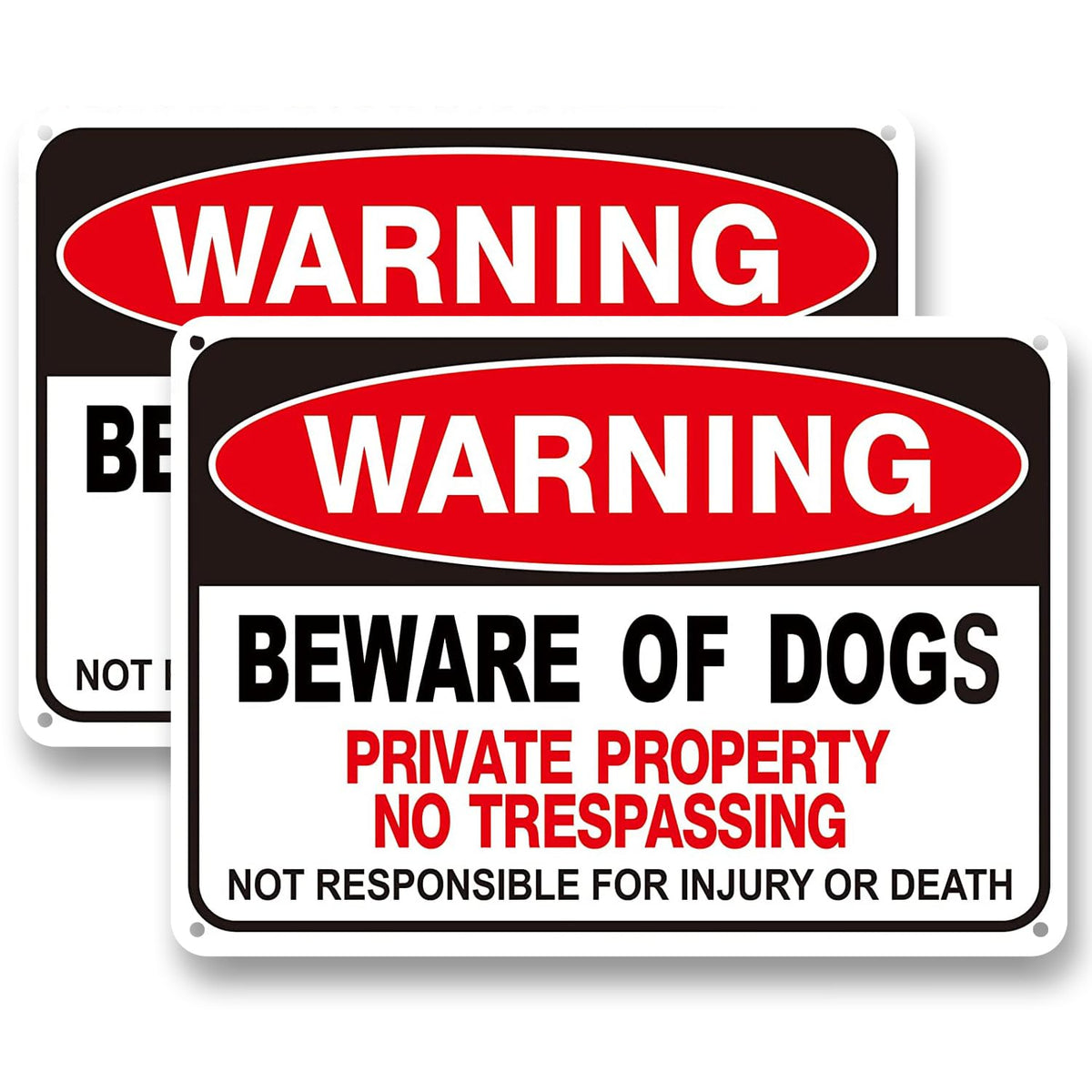 Beware of The Dog Sign-Private Property No Trespassing Signs,Beware of The Dogs Sign Outdoor Gate Weather Easy to Mount 12x8inch(2 Pack)