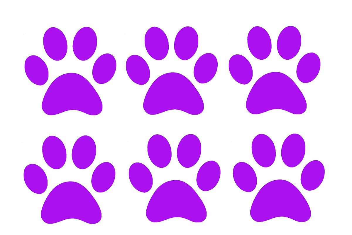 Pack of 6 Cat Dog Animal Paw Cute Stickers - Sticker Pack - Laptop Stickers - Water Bottle Stickers - Wall Decal - Gifts for Cat Lovers - Cat Gifts for Women (Purple, 4cm x 4cm)