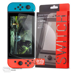 Orzly Glass Screen Protectors compatible with Nintendo Switch Premium Tempered Glass Screen Protector TWIN PACK [2x Screen Guards - 0.24mm] for 6.2 Inch Tablet Screen on Nintendo Switch Console