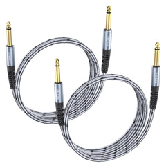 JOLGOO 1/4 Inch Guitar Instrument Cable 2-Pack, 1/4 inch TS Guitar Cable, Quarter inch Cable, for Electric Guitar, Bass, Keyboard, Mixer, Amplifier, Speaker, Electric Mandolin, 3.3 FT/1M