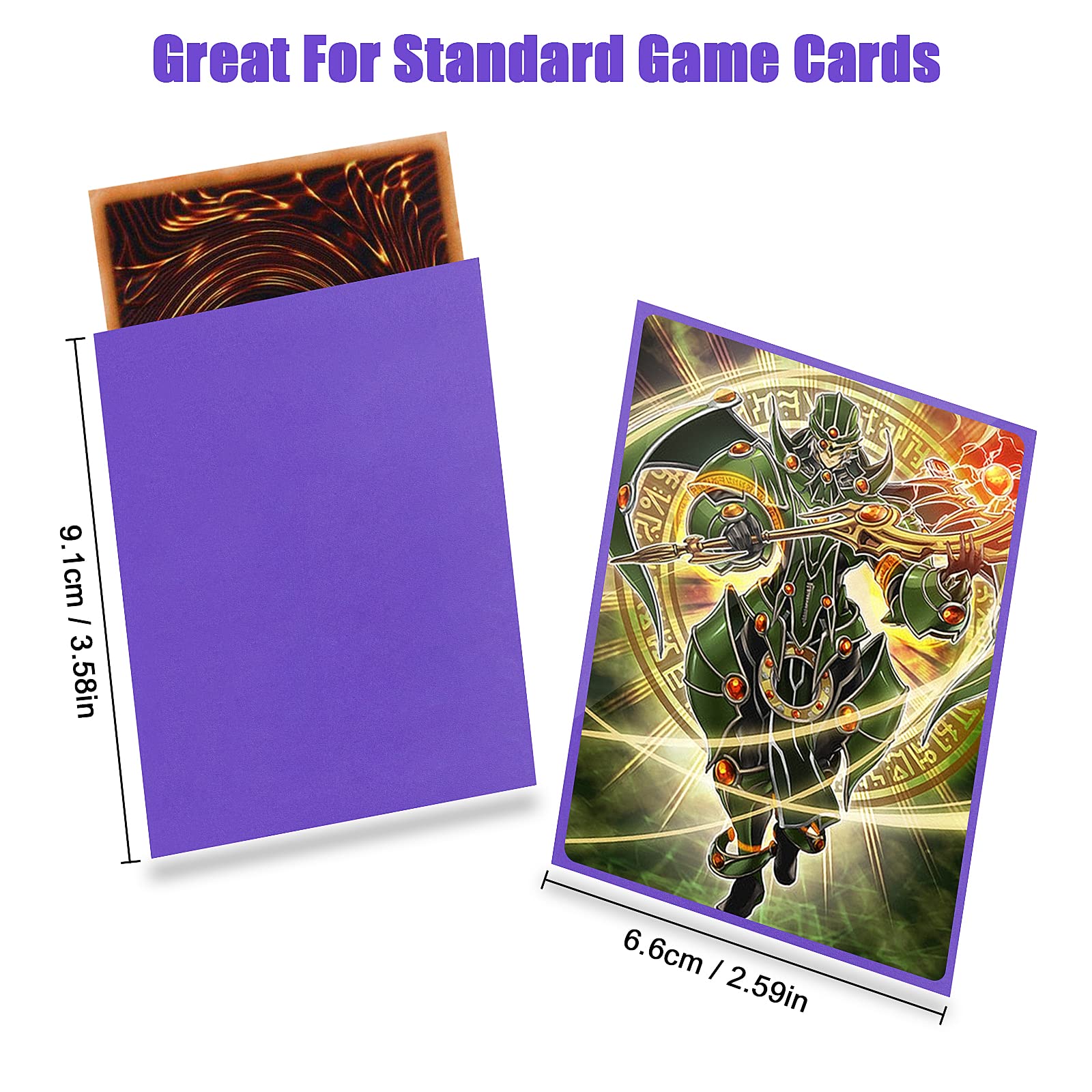 Homgaty 300 Pcs Standard Card Sleeves, Clear Deck Protectors Card Protector Sleeves for Pokemon,Trading Card,Magic (Purple)