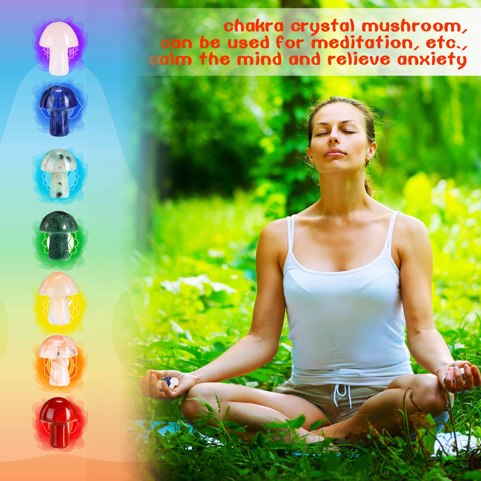 Nuanchu 20 Pcs Crystal Mushroom Sculpture Decor Hand Making Mini Mushroom Worry Stones Crystals Bulk Gemstone Quartz Mushroom Decor for Witchcraft Christmas DIY Meditation(Vivid Style)