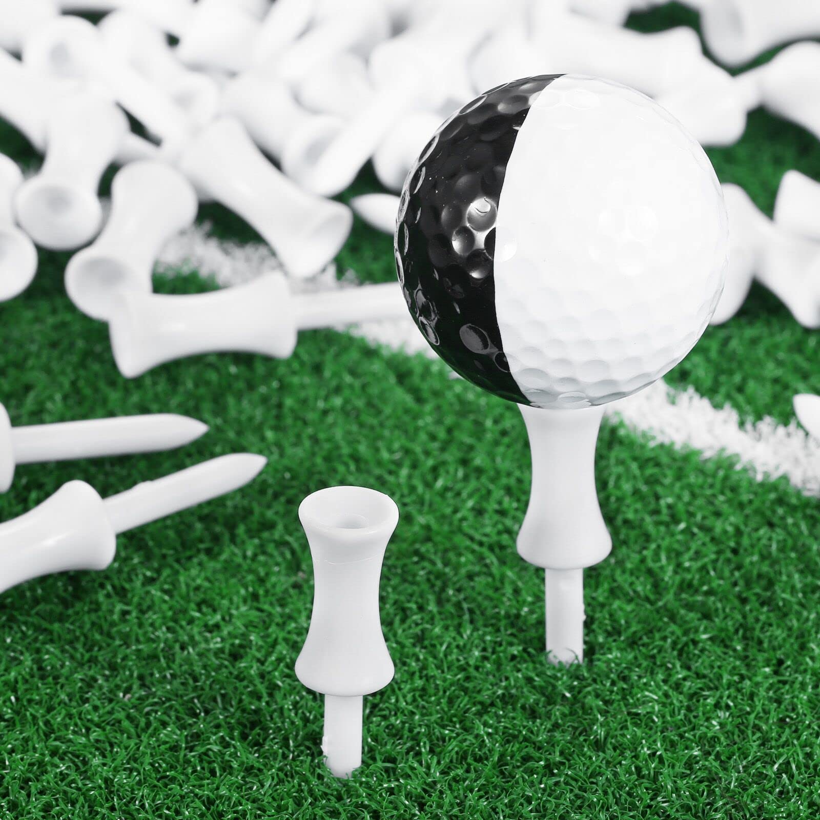 FINGER TEN Golf Tees Plastic Castle White Small Long Step Down Unbreakable Reusable Value 30 Pack, Tee Professional Height Control 2 3/4, 2 1/4, 2,1 3/4,1 1/2, 1 1/4 inch Bulk (30 Pack 2 inches in White)