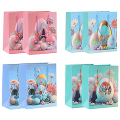 4PCS Easter Egg Hunt Bags,Easter Egg Gift Bags with Handle, Easter Treat Bags, Multifunctional Non-Woven Easter Bags for Gifts Wrapping, Egg Hunt Game, Easter Party Supplies (Multi 1)