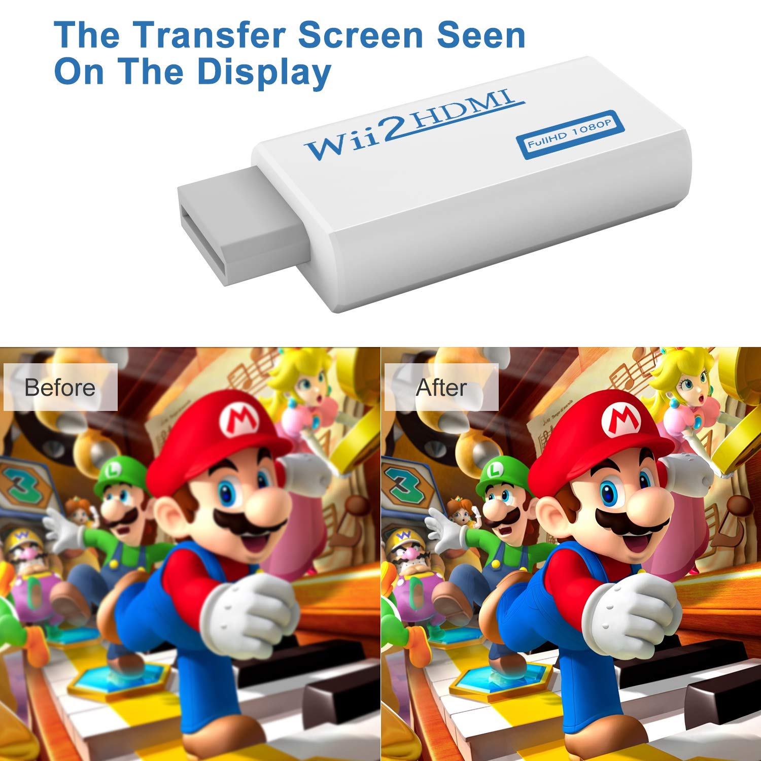 Rybozen Wii to HDMI Converter, Wii HDMI Adapter 1080P, Output Video Audio HDMI Converter with 3.5mm Audio Jack&HDMI Output Supports All Wii Display Modes 720P NTSC Compatible with Wii, Wii U, HDTV