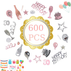 50th Birthday Decorative Confetti Probuk 20g Pink and Silver Birthday Decorative Confetti, Shiny Multi-Coloured Scatter Confetti for Table Decorations, Gift Bags, Invitations, Cake Stands