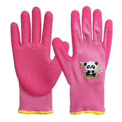 QEARSAFETY 1 Pair 7-9 Years Junior Garden Gloves, Girl Pink,DIY, Outdoors, Knitted Liner,Latex Rubber Coated Palm Water/Dirty Resistance And Grip (7-9 years pink)