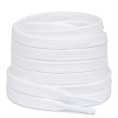 Stepace 2 Pairs 100% Cotton Flat Shoe Laces 5/16 inches Wide Shoelaces for Sneaker Running Athletic Shoes White 140