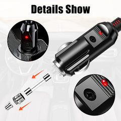 2 Pack Car Cigarette Lighter Male Plug 12V/24V Female Socket Extension Cable with Leads LED Lighter Adapter Heavy Duty Power Supply Cord Waterproof 10A Fuse for Car Vehicle Motorcycle Tractor Boats