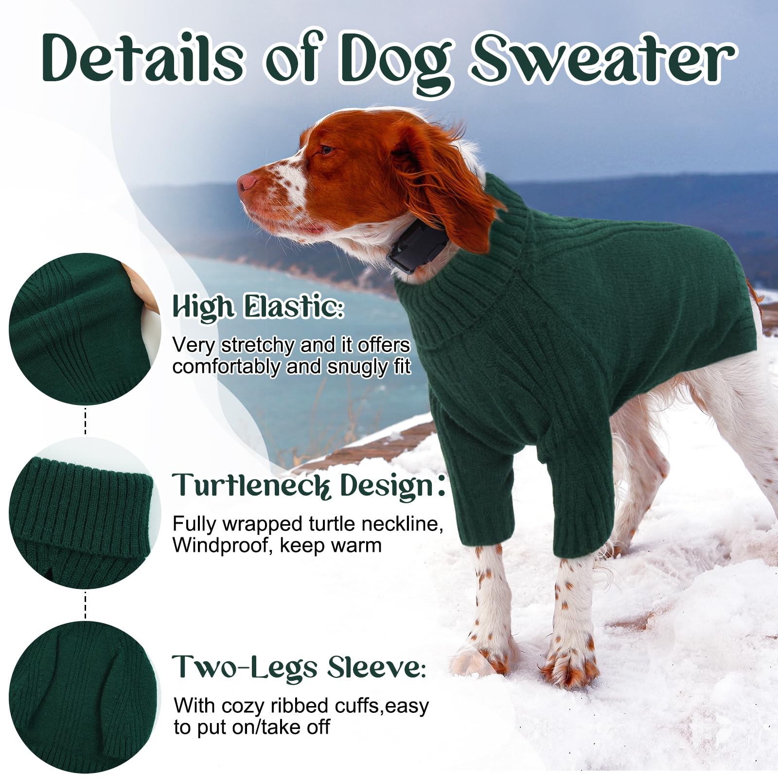 IECOii Dog Christmas Jumper,XXL Extra Large Dog Jumpers Long Sleeve,Turtleneck Doggy Sweatshirt for Extra Large Dogs boy Girl,Large Size Dog Cold Weather Outfit English Bulldog Clothes for Winter