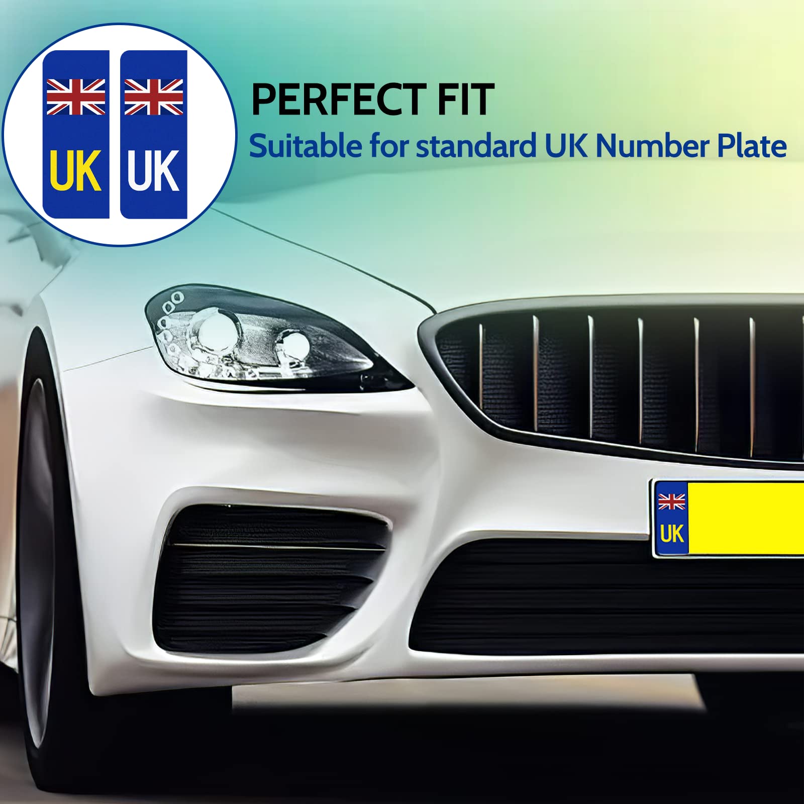 8PCS UK Number Plate Stickers for Europe and UK Car Stickers, 4 Pair of UK Car Number Plate Vinyl Stickers, for Road Legal, Replace Standard Size Number Plates Front and Rear…