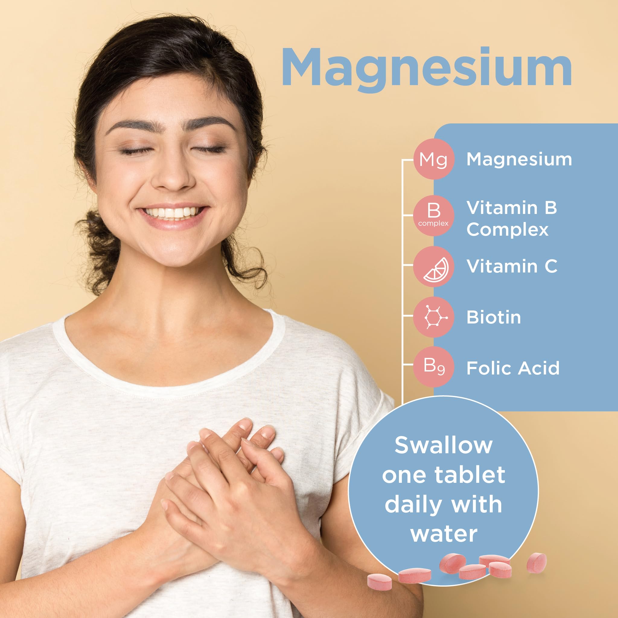 Healthspan Magnesium 375mg (90 Tablets)   Added Vitamin C & Vitamin B Complex   Promotes Immune Health   Support Your Bones, Teeth, Muscles & Nervous System   Vegan