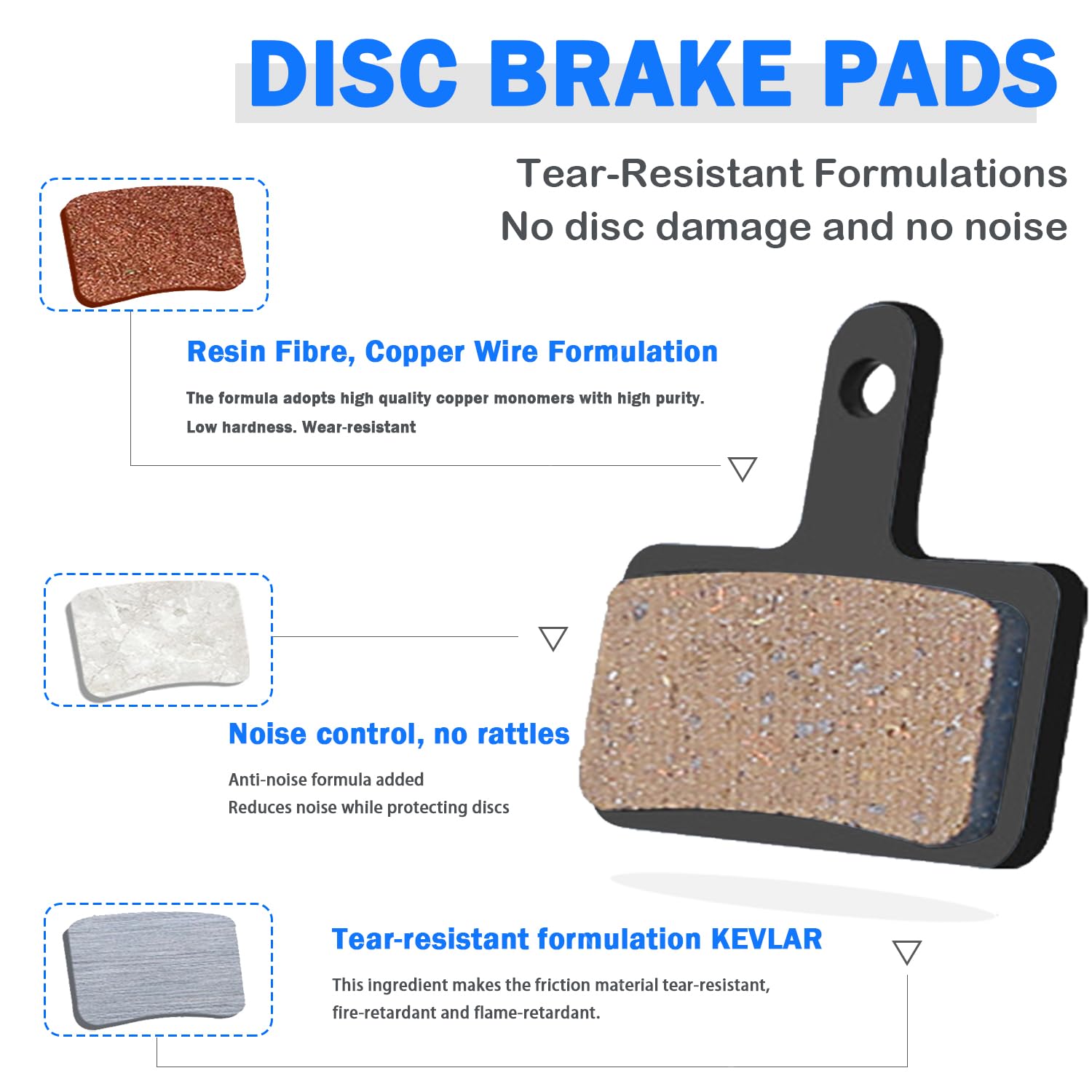 TUHDWJ 4 Pairs Disc Brake Pads, Bike Brake Pads, Bicycle Disc Brake Pads, Suitable for SHIMANO M515 M525 C501 C601 M415 M485 M465 M475 M495 M445 And Other Types Of Bicycle Disc Brake Pads