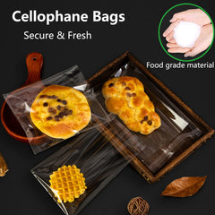 Cellophane Bags Pack of 100 (4 x 6 Inches) - Small Cellophane Sweets Cookies Bags, Self Seal Clear Adhesive Plastic Bags for Cookies, Sweets, Gifts, Jewellery, Soap, Chocolates