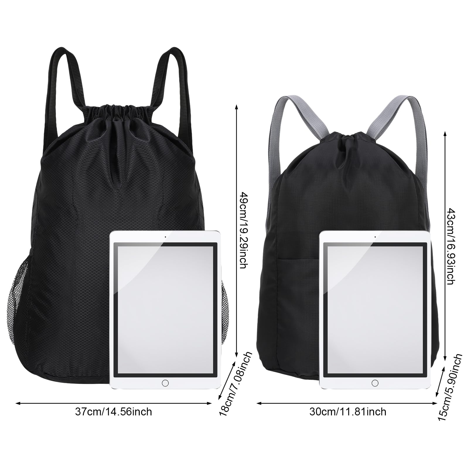 FRIUSATE 2 PCS Drawstring Bag - Drawstring PE Bag String Backpack Fitness Bag Waterproof Sport Gym Sack Sport Bag Swim Trainer Bag Suitable for Travel School Sports