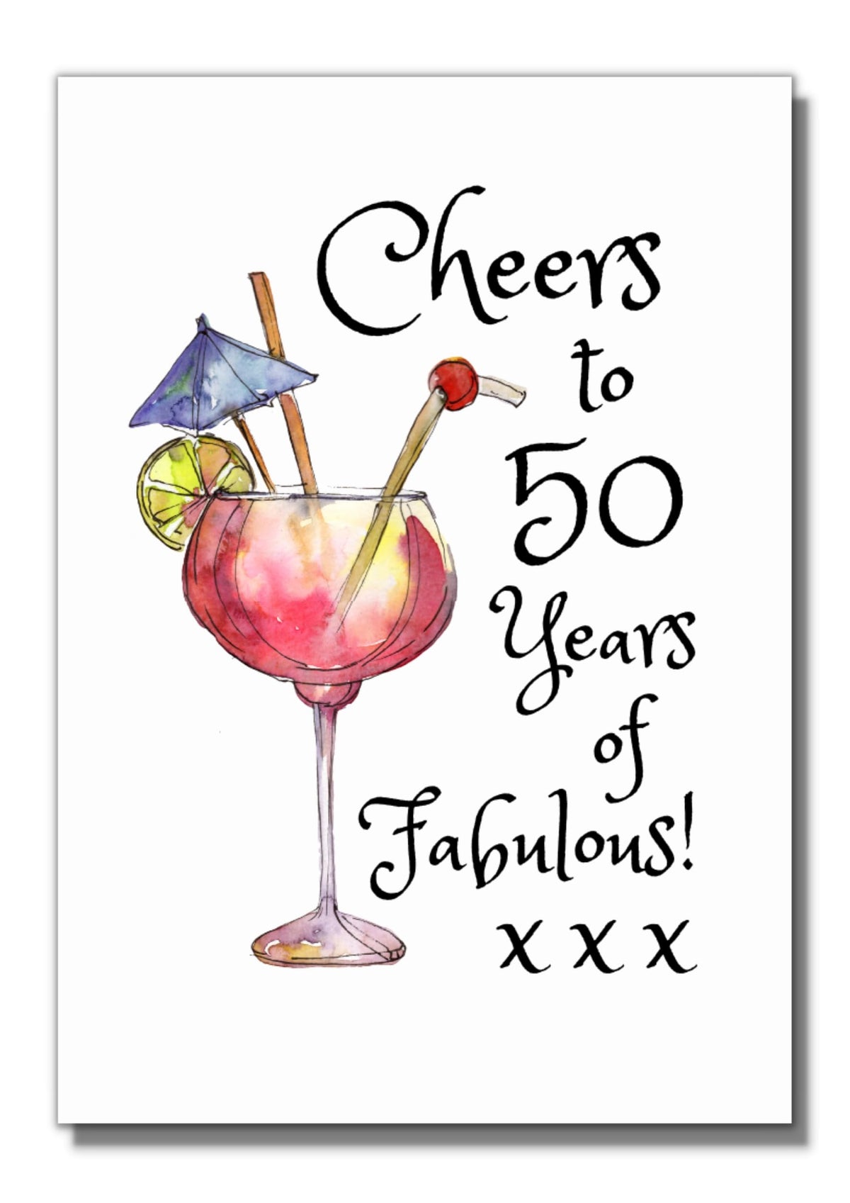 Cheers to 50 Years of Fabulous - Fun 50th Birthday Card For Women