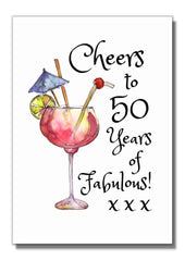 Cheers to 50 Years of Fabulous - Fun 50th Birthday Card For Women