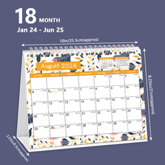 2024 Calendar, Desk Calendar 2024-2025, Monthly Desktop Calendar (Jan. 2024 - Jun. 2025, 10 inches x 8.25 inches), Standing Flip Calendar with Thick Paper, Academic Year Standing Calendar with Planner Stickers