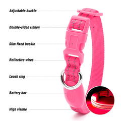 Visinite Light Up Dog Collar, Small Dog Collar Light For The Dark, Led Dog Collar Rechargeable, Night Flashing Dog Collar, Reflective Dog Led Light Collar, Dog Light Up Collar Keep Pet Safe (Pink,S)