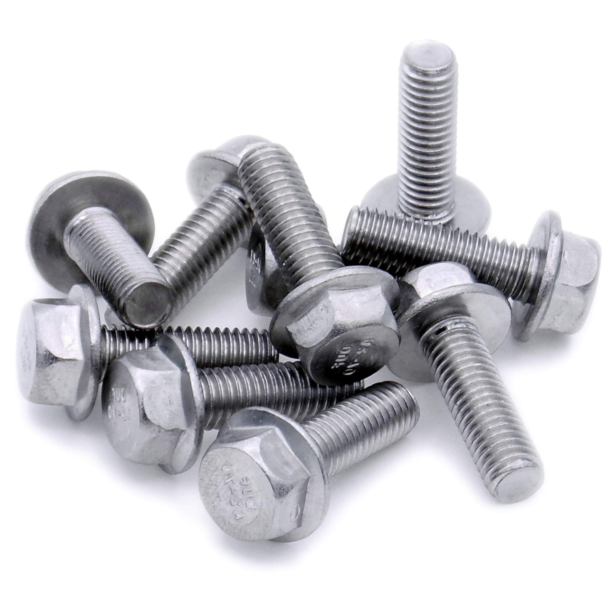 M6 (6mm x 25mm) Flanged Hex Bolt (Fully Threaded Setscrew) - Stainless Steel (A2) (Pack of 10)