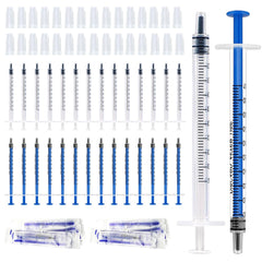 30Pcs 1ml Syringes Plastic Syringes with Caps No Needle Syringe with Measurement Colostrum Syringe for Lab, Pet Feeding, Plant Watering, Liquid Measuring(BlueandWhite)