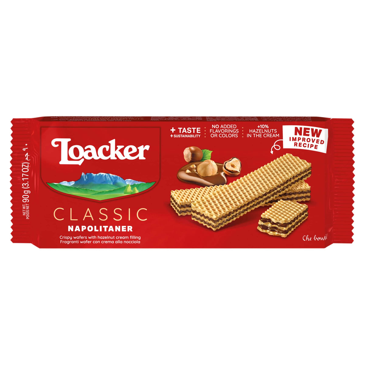 Loacker Napolitaner Wafers, Hazelnut,90 g (Pack of 1)