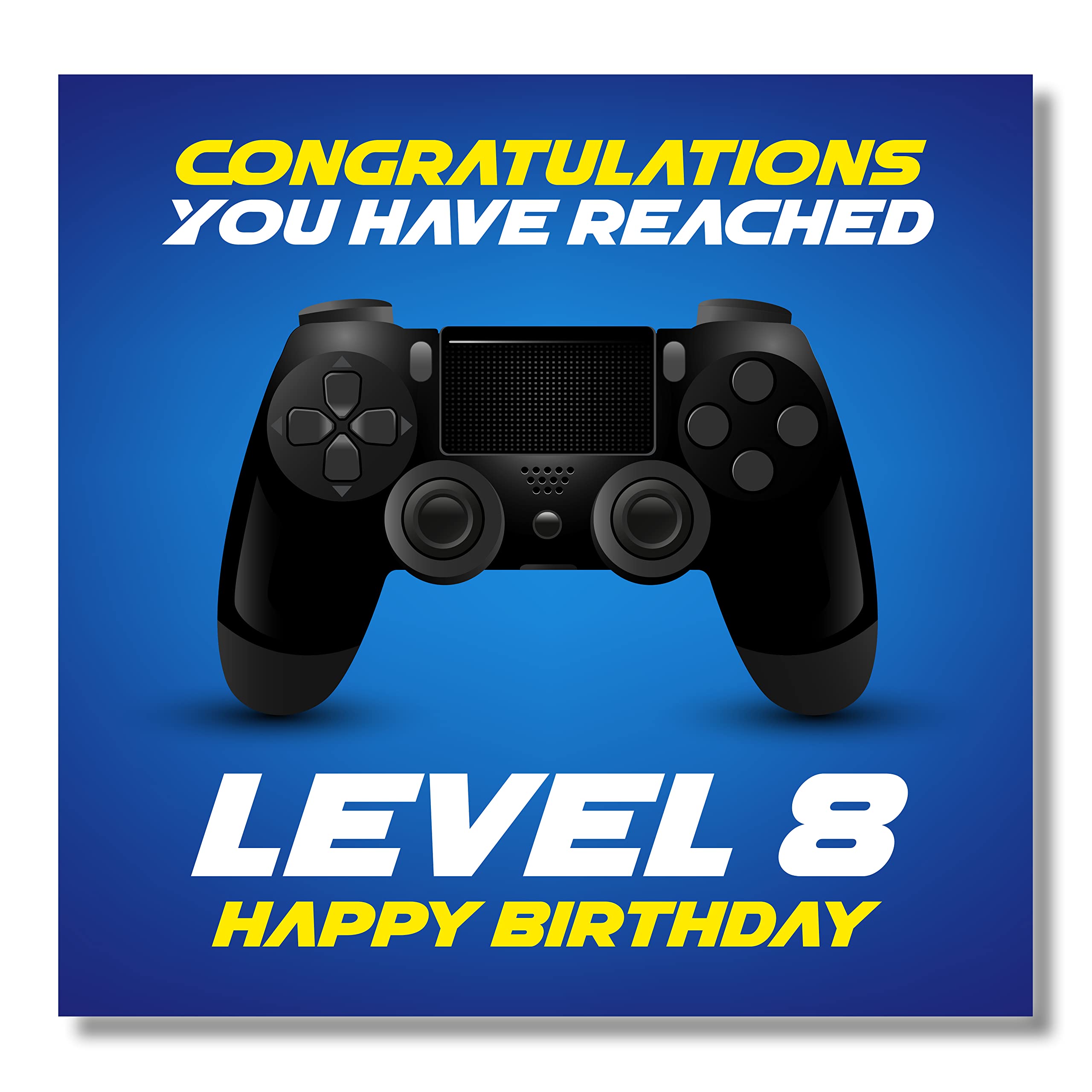 Punkcards 8th Birthday Card - Gamer Birthday Card - Congratulation You Have Reached Level 8 Happy Birthday - Birthday Cards - Age 8 Eight Eighth - Video Gaming Card