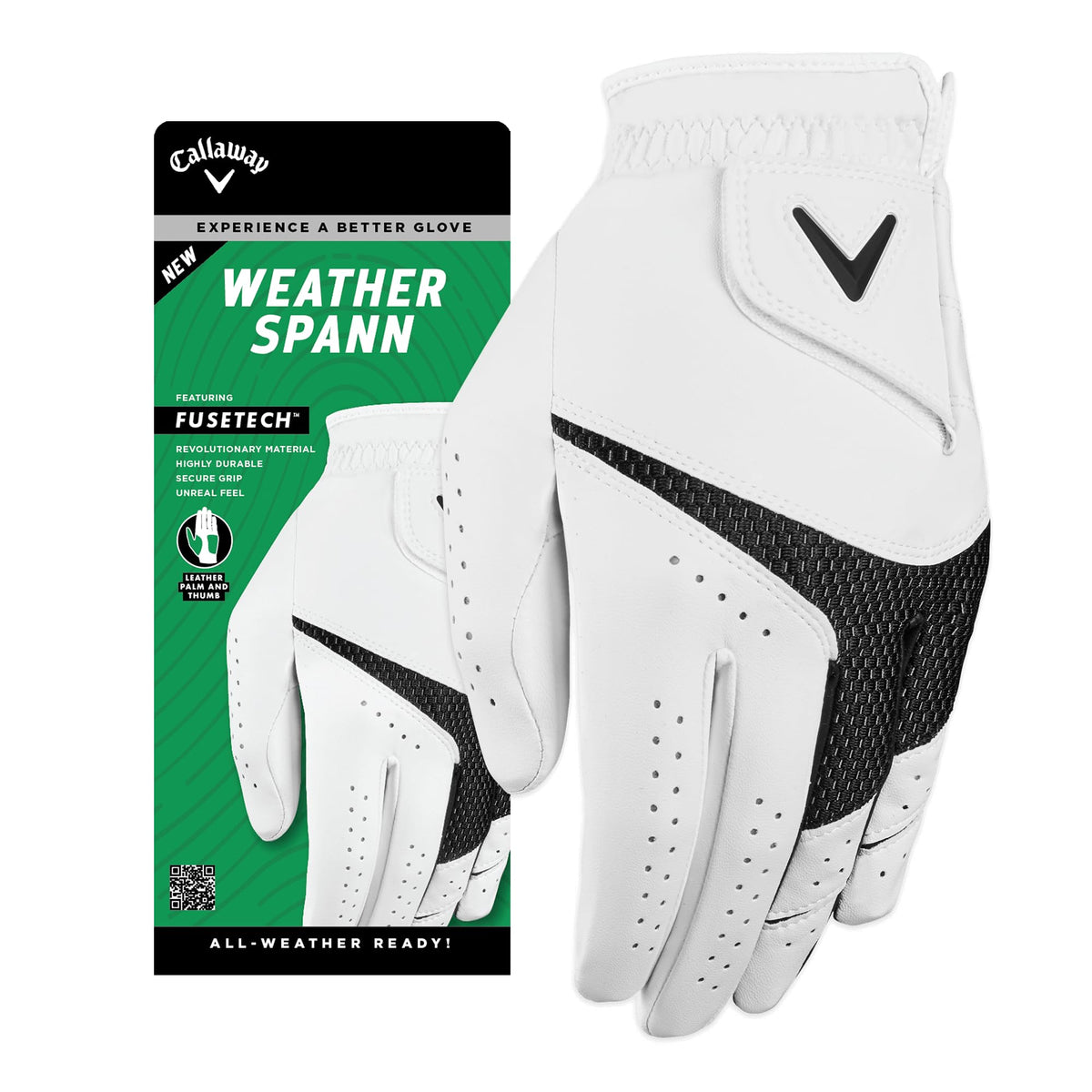 Callaway Golf Weather Spann Glove 2023, White, XL