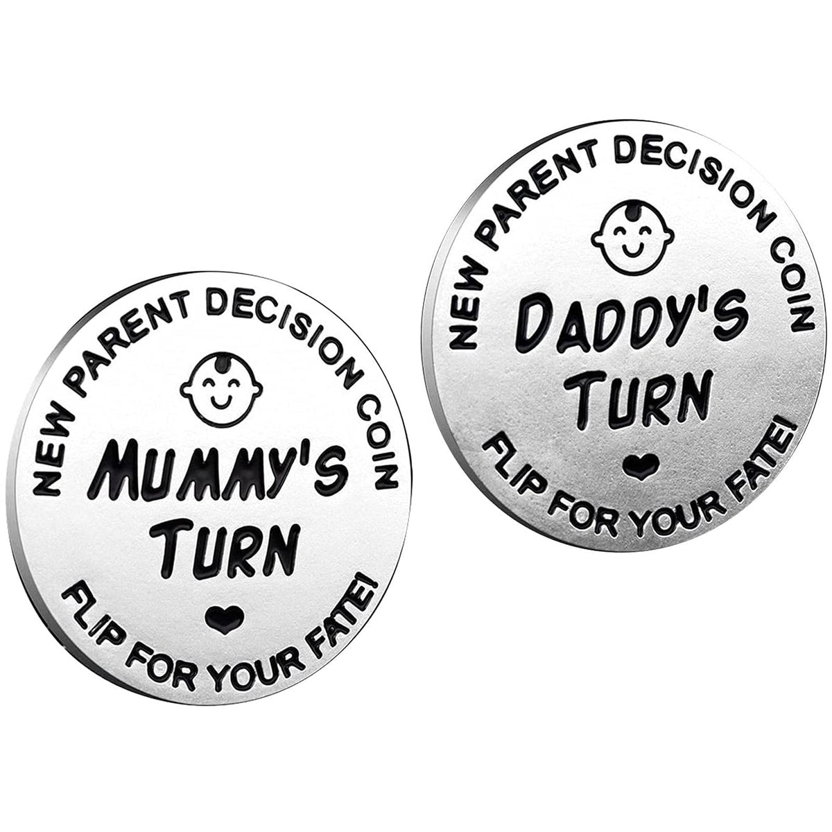 New Parents Decision Coin, Stainless Steel Commemorative Coins, Gifts for Dad Mum, Newborn Baby Gifts, New Mum Gifts,Baby Shower Gift，Birthday, Anniversary (Silver)