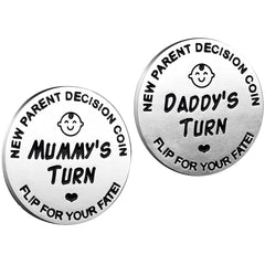 New Parents Decision Coin, Stainless Steel Commemorative Coins, Gifts for Dad Mum, Newborn Baby Gifts, New Mum Gifts,Baby Shower Gift，Birthday, Anniversary (Silver)