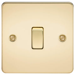 Knightsbridge FPAV2000PB Flat Plate 10A 1G 2 Way Switch-Polished Brass, Poilshed