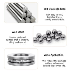 Mebamce 570pcs 304 Stainless Steel Metric Precision Bearing Balls 2-7mm Assorted Loose Bicycle Bearing Steel Ball Assortment for Industrial Accessories, Bicycle Wheel, Skateboard Bearings (10 Sizes)