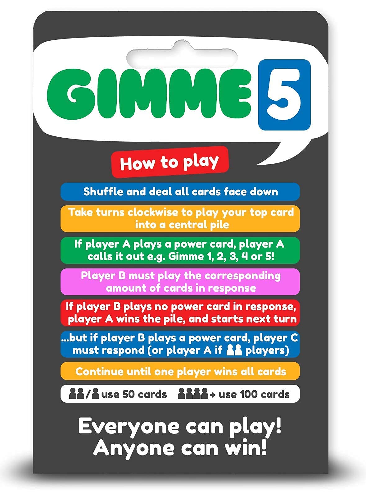 100 PICS GIMME 5, The Count Yourself Lucky Card Game. Perfect card game for young kids and children, Age 4and, rules as simple as snap, anyone can win