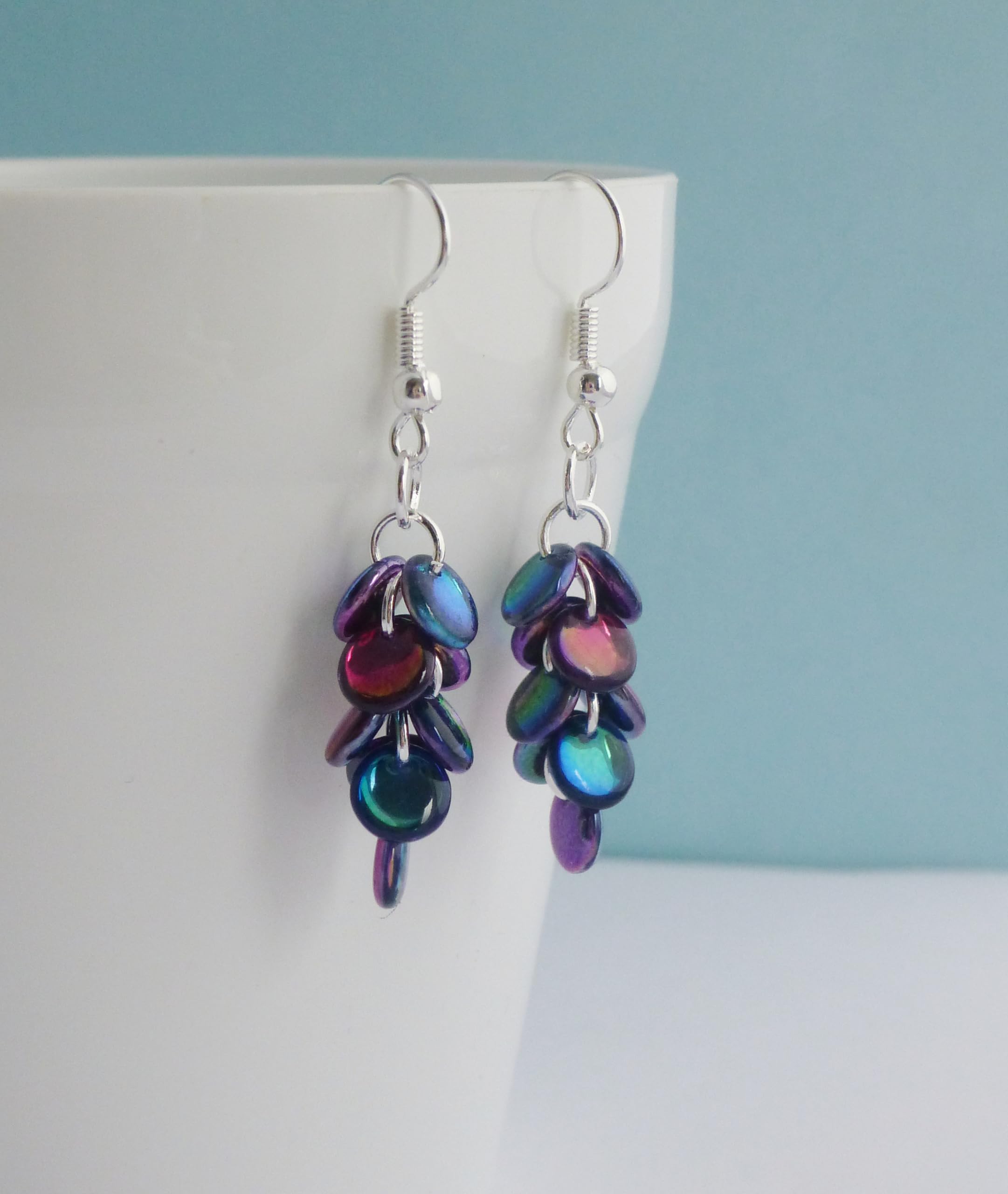 Mermaid Tail Dangle Earrings (Multicoloured, sterling-silver)