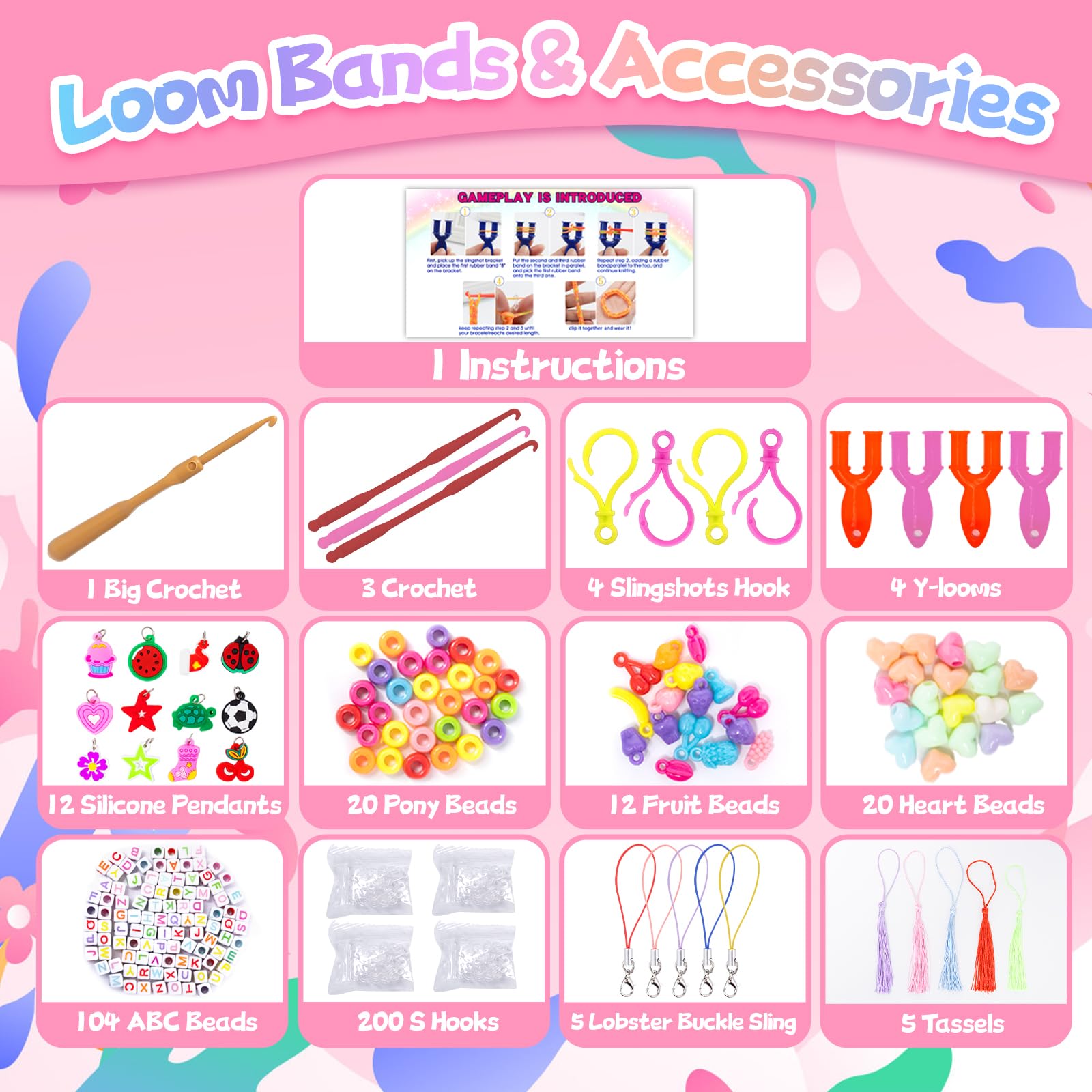 3500and Loom Bands, 40 Colors Loom Bands Kit with Clips Charms Beads and Accessories, Loombands for DIY Friendship Bracelet Making Kits, Craft Kits, Birthday Gift for Kids Boys Girls Age 3 4 5 6 7