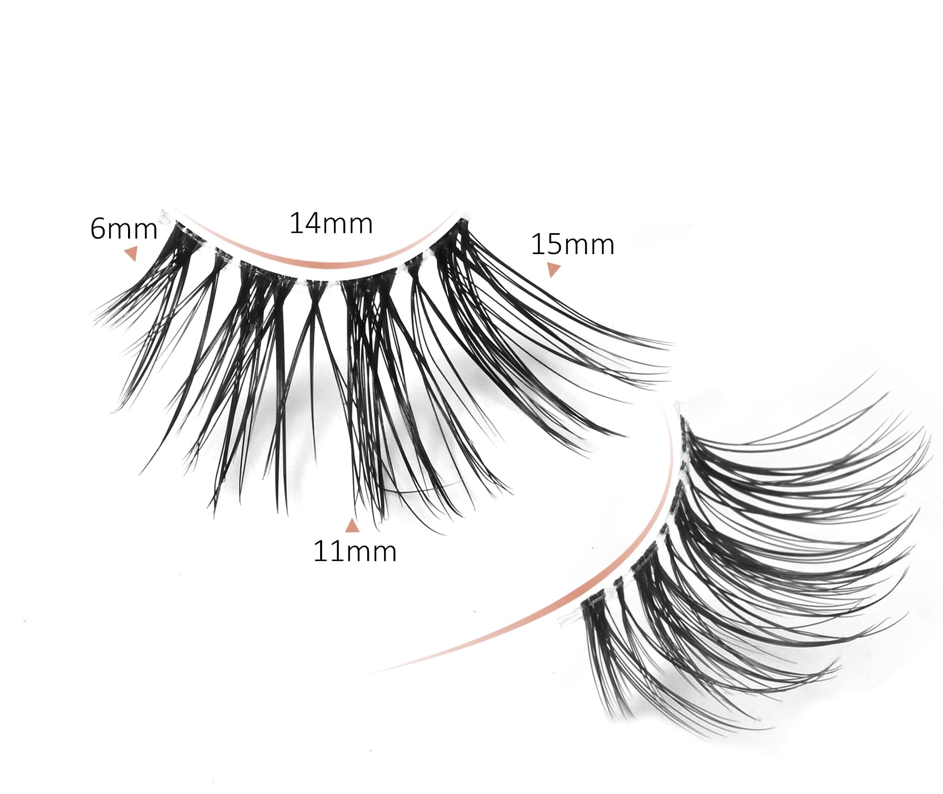 Onlyall Natural Lashes Half Lashes Natural Look False Eyelashes Wispy Lashes Natural Half Eyelashes Clear Band Lashes Pack 3D Faux Mink Lashes 7 Pairs C03…