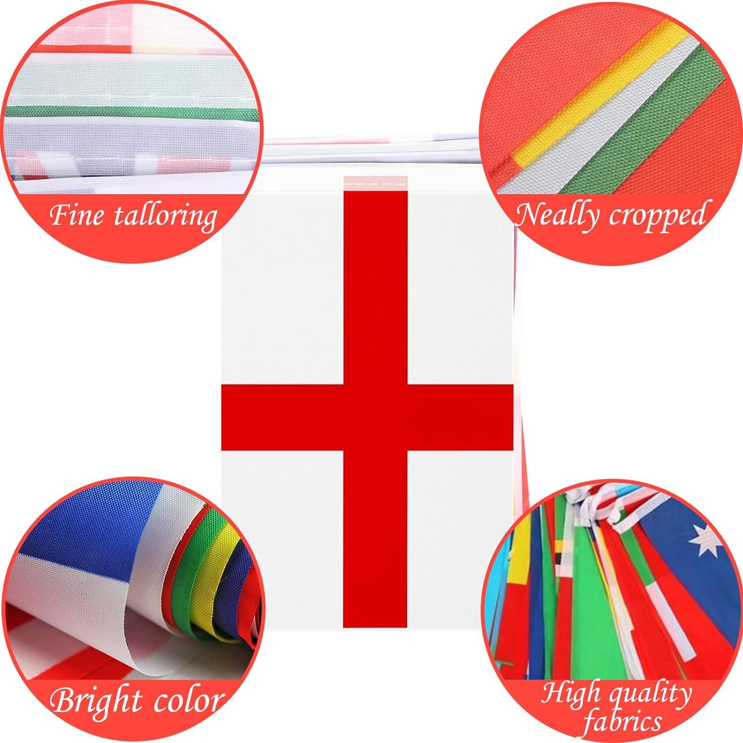 Flags of the World, World Flags Bunting, for National Party Euro Football Bar Club Garden Street Decorations World Cup Eurovision Party Decoration (kuq3.27-555)