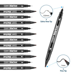 YISAN Twin Tip Permanent Marker Pens,12 Ultra Fine Point Black CD Permanent Marker Set for Glass, Plastic,Wood,Stone,70788