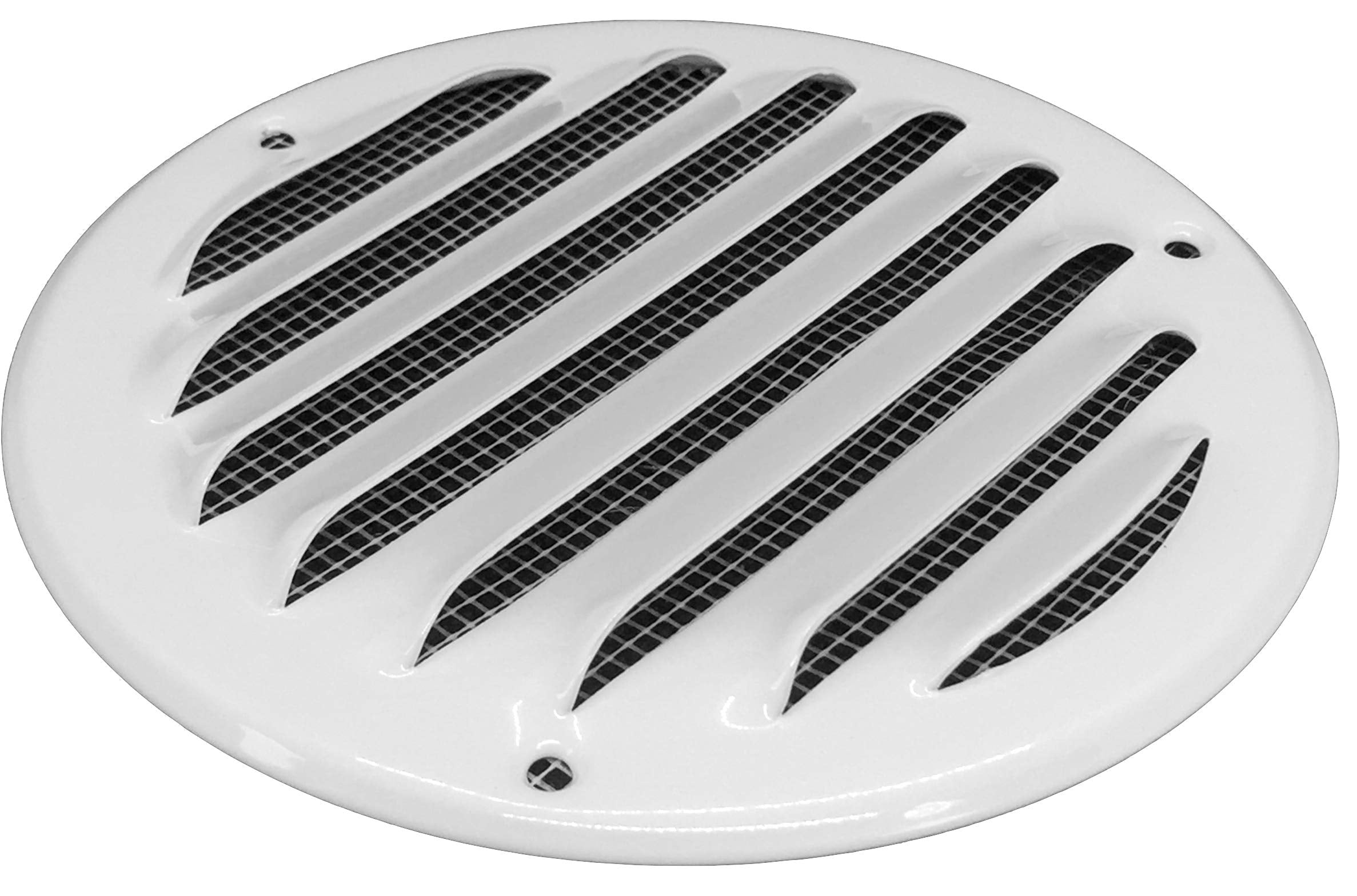 4 Inch / 100 mm White Vent Cover - Metal Round Soffit Vent - Air Vent Louver - Grille Cover - Built-in Screen Mesh - HVAC Ventilation (4'' Inch, Metal - White)