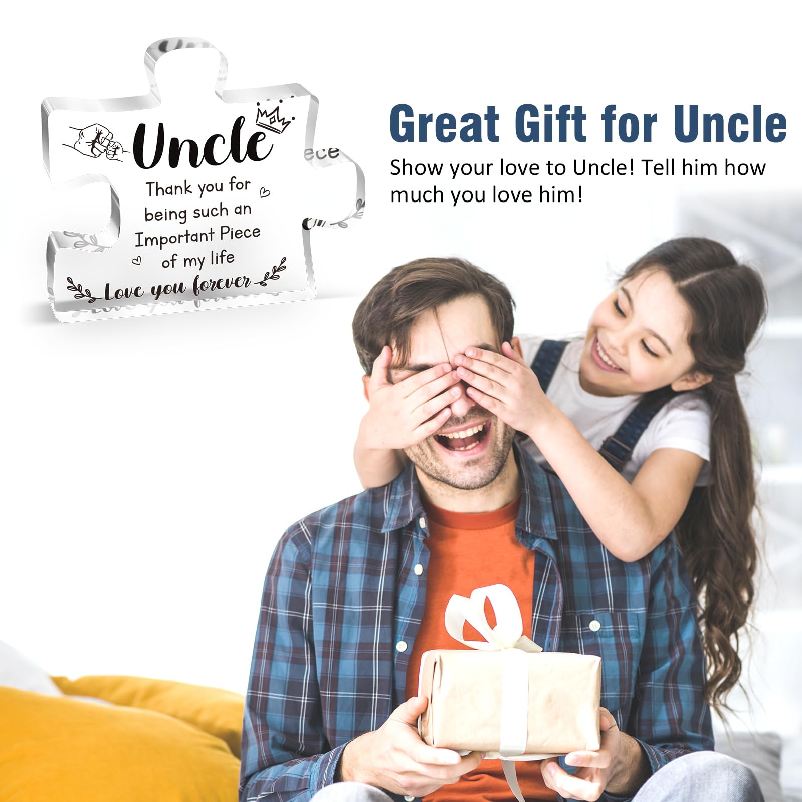 Buioata Uncle Gifts - Acrylic Puzzle Block Gifts for Uncle, Best Uncle Gifts from Niece & Nephew, Great Uncle Gifts for Birthday Christmas Thanksgiving Day, Present for Uncle Birthday